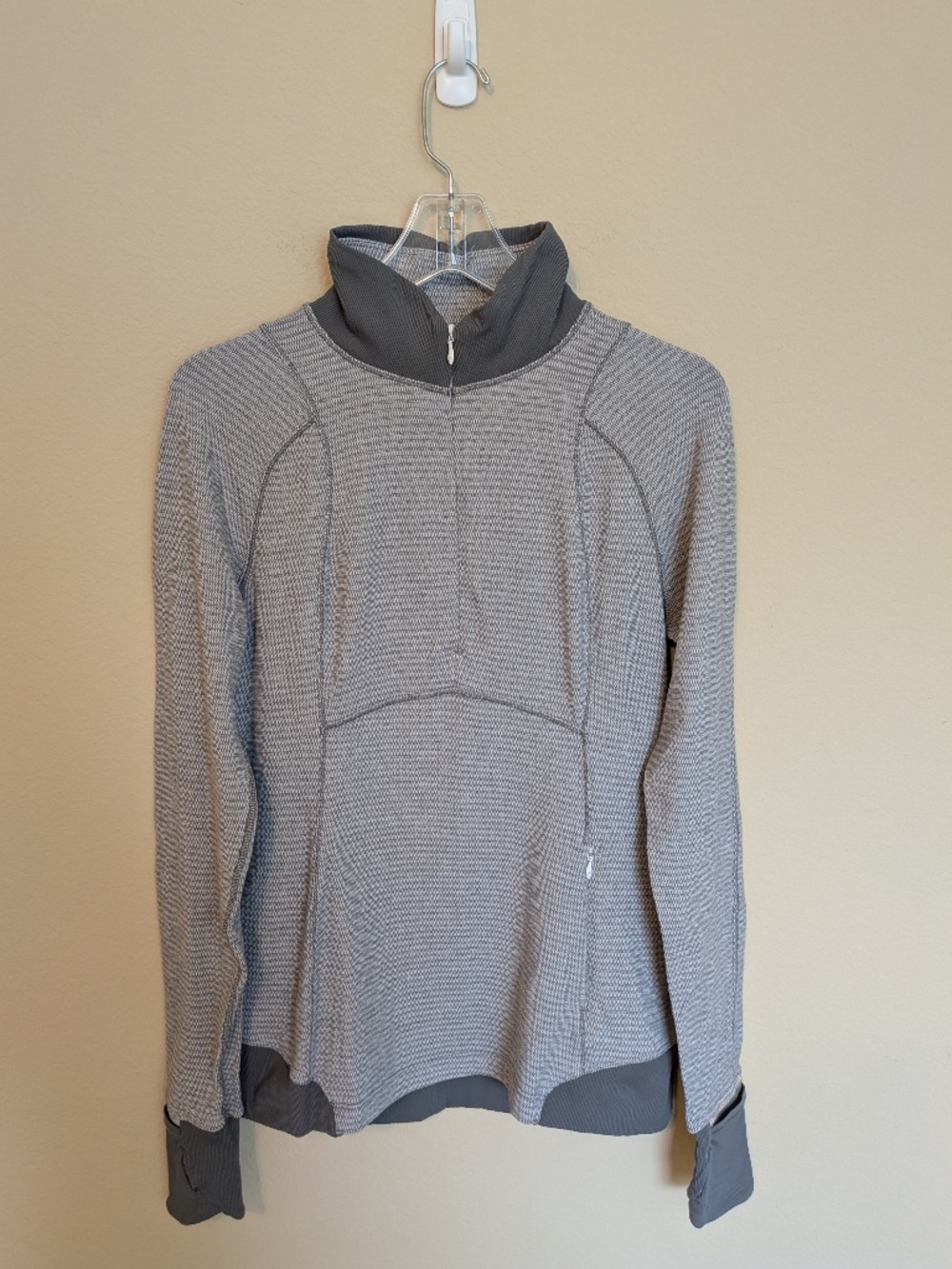Lululemon Runderful 1/2 Zip Mini Check Pique White Heathered Slate / Slate